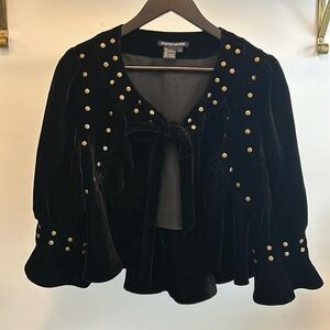 Boston‎ Proper black velvet bolero jacket brass studs